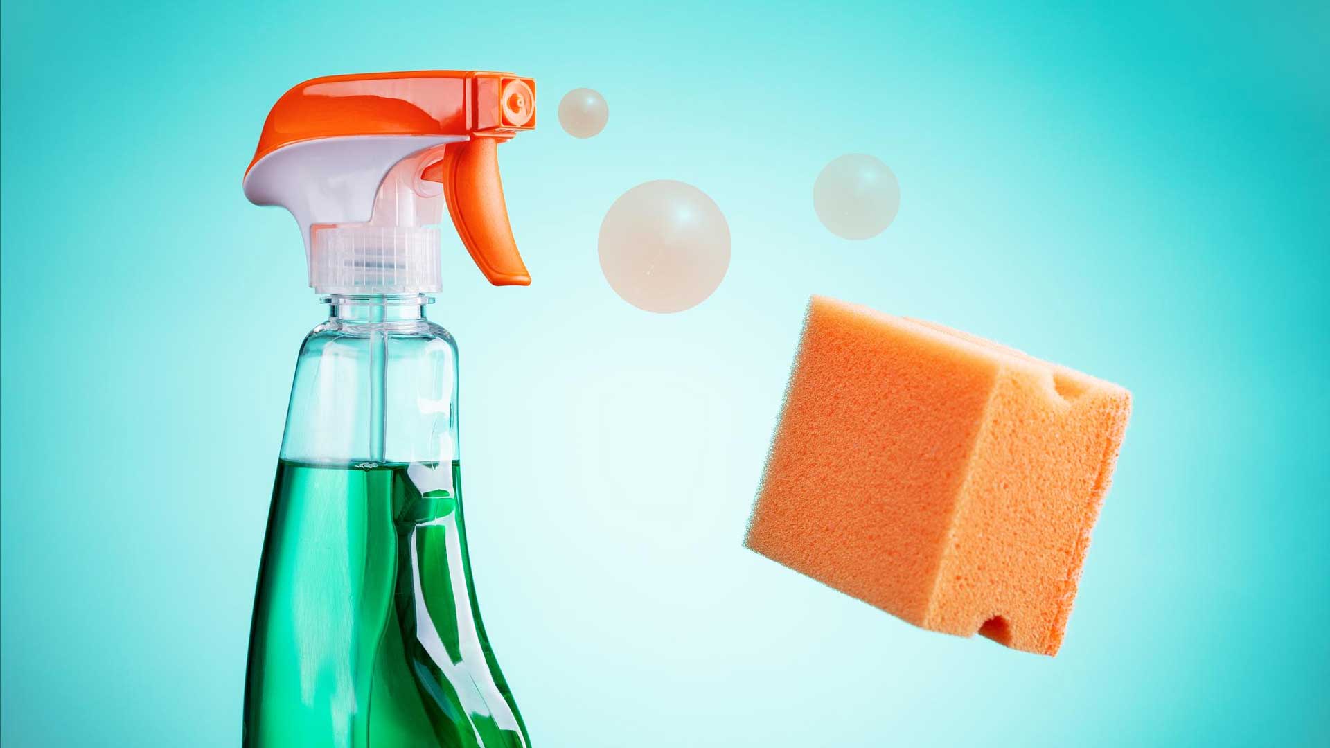Bubble Cleaner With Orange Sponge