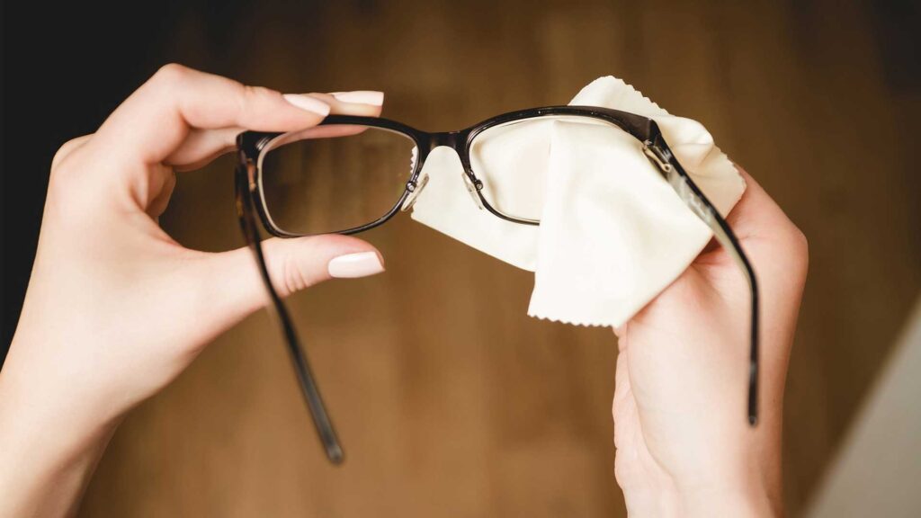 Using micro-fiber cloth is how you can prevent from scratches on eyeglasses.