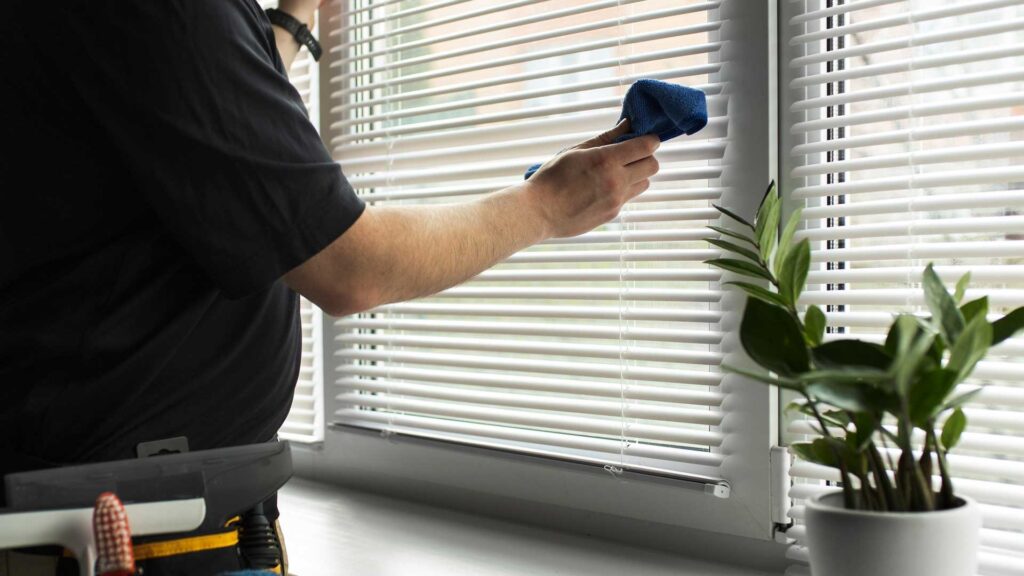 Getting rid of the dust on blinds.
