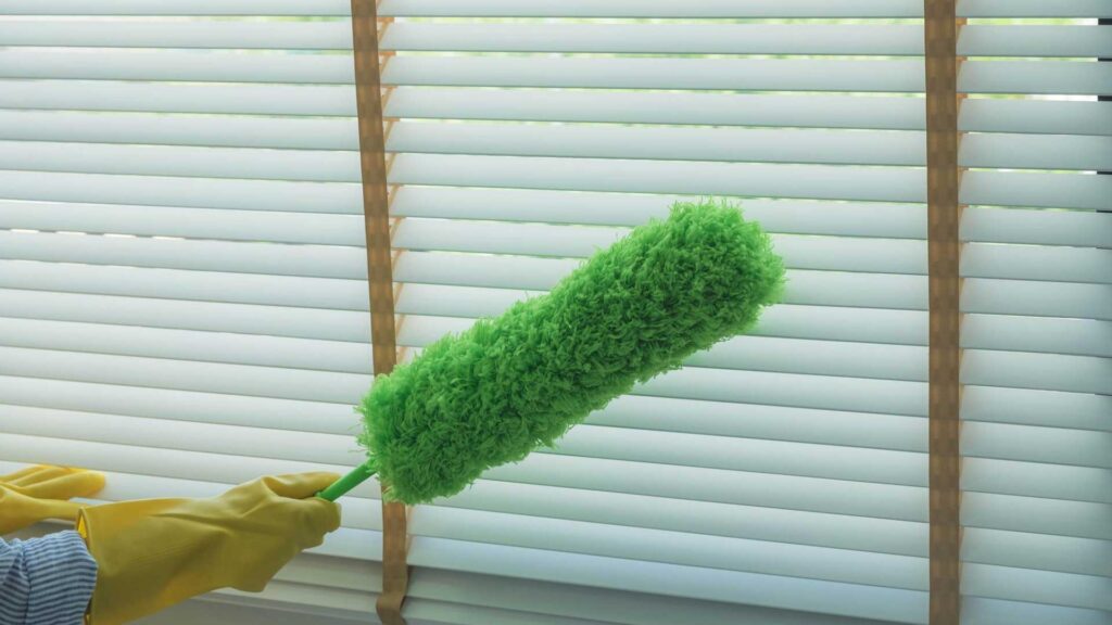 For cleaning process dust your faux wood blinds.