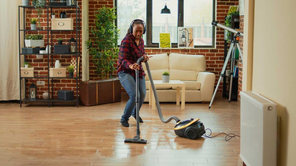 Use vacuum to deep clean marley floors with.
