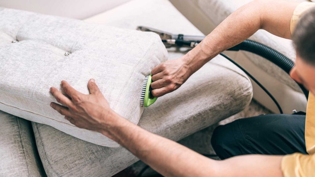 Brushing the dirt off first is how to clean polyester couch.