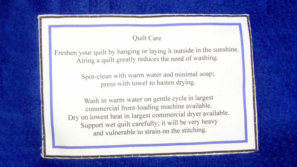 Washing caution when cleaning an old quilt.